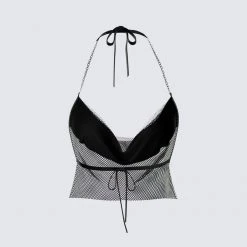 FINESSE Tops Iris Black Rhinestone Top 8 FINESSE Tops Iris Black Rhinestone Top