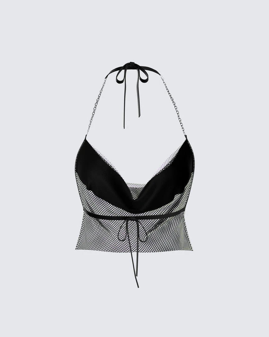 FINESSE Tops Iris Black Rhinestone Top 5 FINESSE Tops Iris Black Rhinestone Top