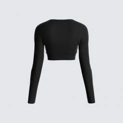 FINESSE Amara Black Square Neck Top