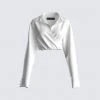 FINESSE Nina White Collared Shirt Tops