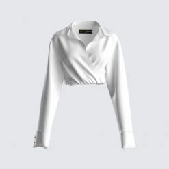 FINESSE Nina White Collared Shirt Tops