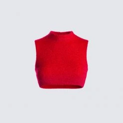 FINESSE Tops Brielle Red Cropped Top