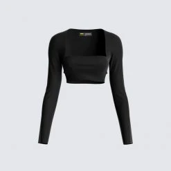 FINESSE Amara Black Square Neck Top