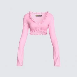 Dios Tops Peyton Pink Cropped Top