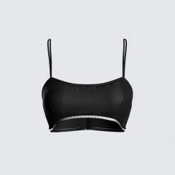 FINESSE Addison Black Rhinestone Trim Top