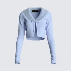 FINESSE Ruth Jersey Fur Trim Cardigan Top