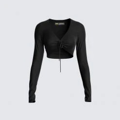FINESSE Nadia Black Jersey Top