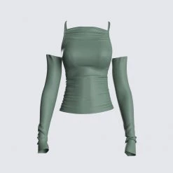 FINESSE Eve Slinky Jersey Spaghetti Strap Top & Sleeves