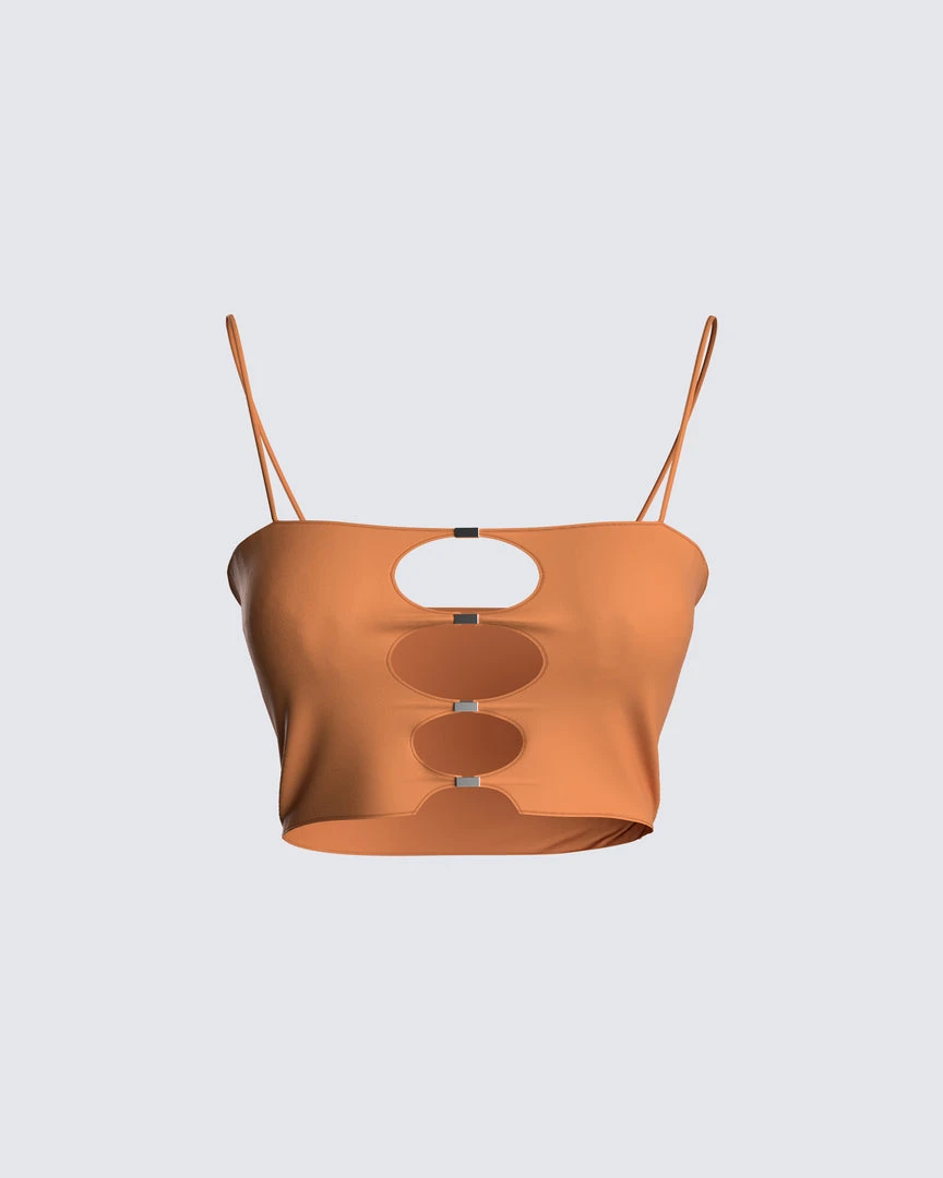 FINESSE Raina Brown Cut Out Top 3 FINESSE Raina Brown Cut Out Top