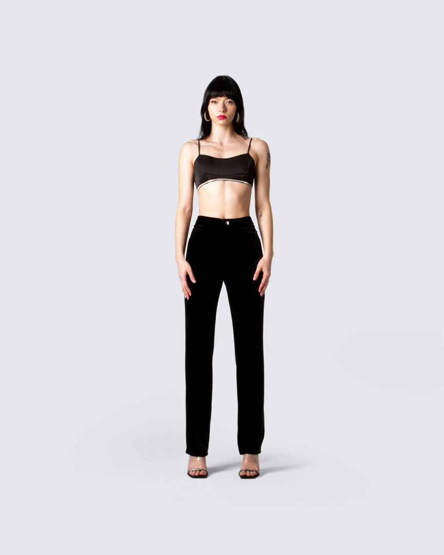 FINESSE Bottoms Addison Black Velvet Pant 6 FINESSE Bottoms Addison Black Velvet Pant