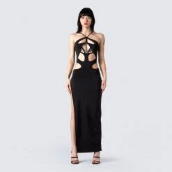 FINESSE Carrie Black Cut Out Dress Dresses