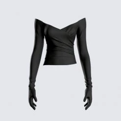 FINESSE Tops Cait Off Shoulder Top & Gloves