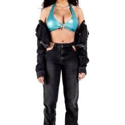 FINESSE Bottoms Maya Chained-Up Denim Jeans