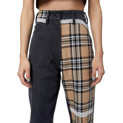 FINESSE Burbie Laced-Up Plaid Pants Bottoms 10 FINESSE Burbie Laced-Up Plaid Pants Bottoms