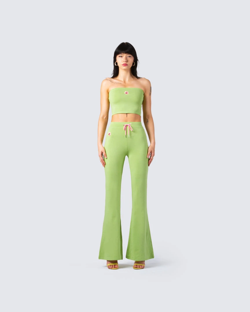 FINESSE Bottoms Emerson Green Flared Pant 6 FINESSE Bottoms Emerson Green Flared Pant