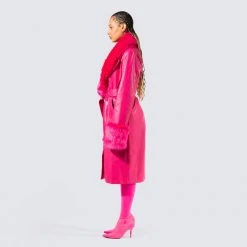 FINESSE Willa Fur Trim Leather Coat Outerwear