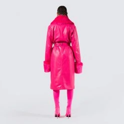 FINESSE Willa Fur Trim Leather Coat Outerwear
