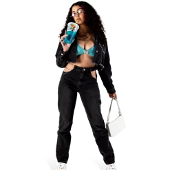 FINESSE Maya Chained-Up Cropped Denim Jacket