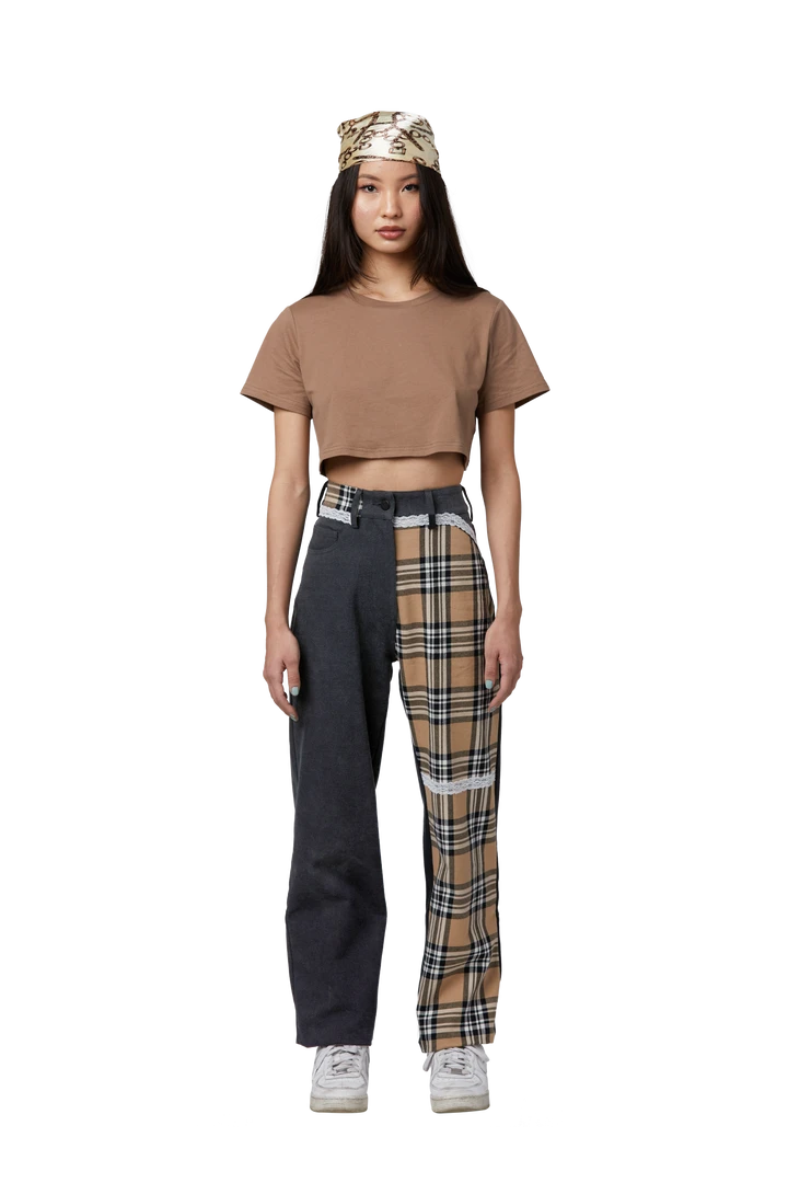 FINESSE Burbie Laced-Up Plaid Pants Bottoms 3 FINESSE Burbie Laced-Up Plaid Pants Bottoms