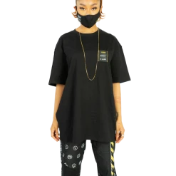 FINESSE Jacko Patched Up Oversized Tee Black Tops