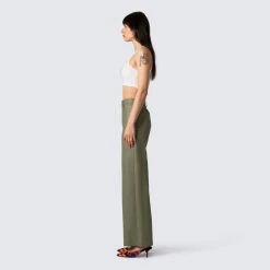 FINESSE Anna Olive Leather Pant Bottoms