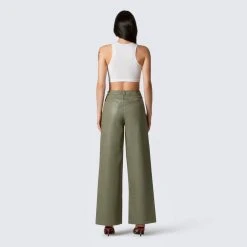 FINESSE Anna Olive Leather Pant Bottoms