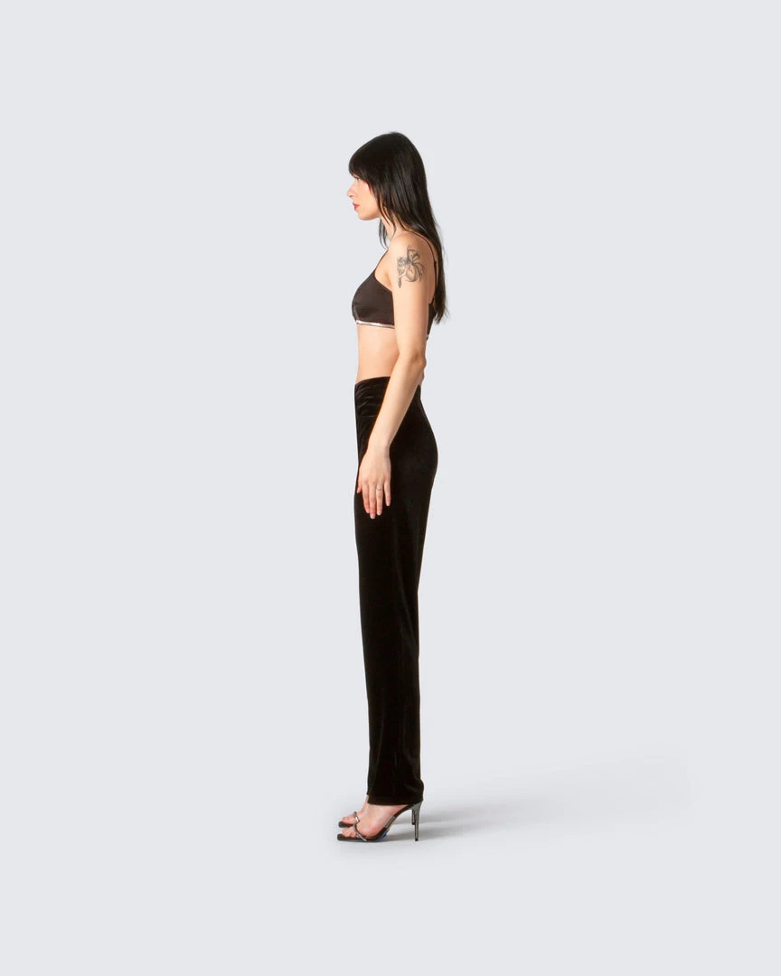 FINESSE Bottoms Addison Black Velvet Pant 7 FINESSE Bottoms Addison Black Velvet Pant