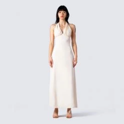 FINESSE Idina Ivory Halter Dress Dresses