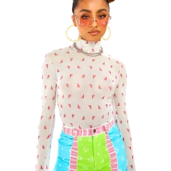 FINESSE Tati Retro HiNeck Mesh Top