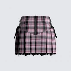 FINESSE Angel Plaid Pleated Skirt Bottoms 11 FINESSE Angel Plaid Pleated Skirt Bottoms