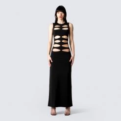 FINESSE Simone Black Cut Out Dress Dresses