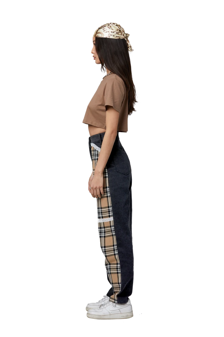 FINESSE Burbie Laced-Up Plaid Pants Bottoms 4 FINESSE Burbie Laced-Up Plaid Pants Bottoms