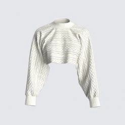 FINESSE Heather Cropped Knit Sweater Tops