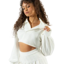 FINESSE Tops Bella Paradise Cropped Collared Pullover